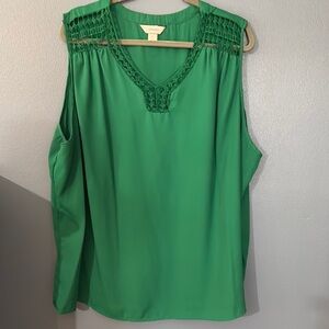 CJ Banks Green Sleeveless Tank Top